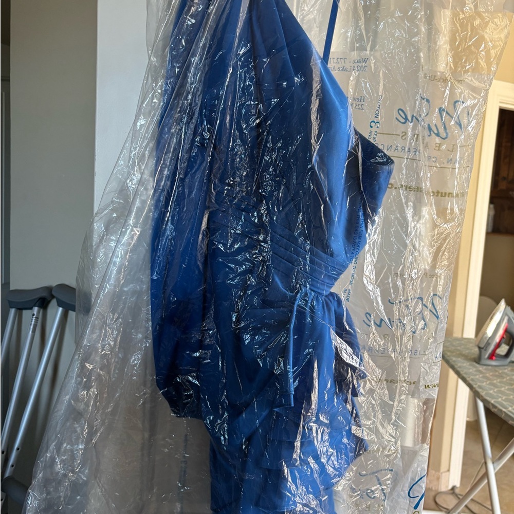 Mac Duggal One-Shoulder Blue Ruffled Dress - Picture 6 of 6